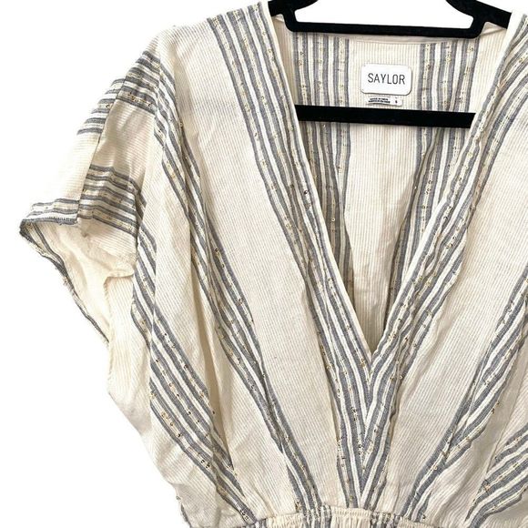 SAYLOR Astrud Woven Sequin Striped Mini Dress NWT Small - Picture 5 of 5